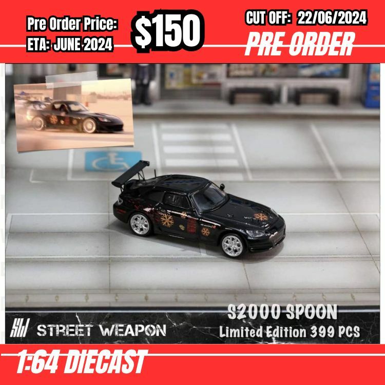 PO-$150 * Street Weapon * 1:64 Honda S2000 Spoon FNF Black [OD45463]