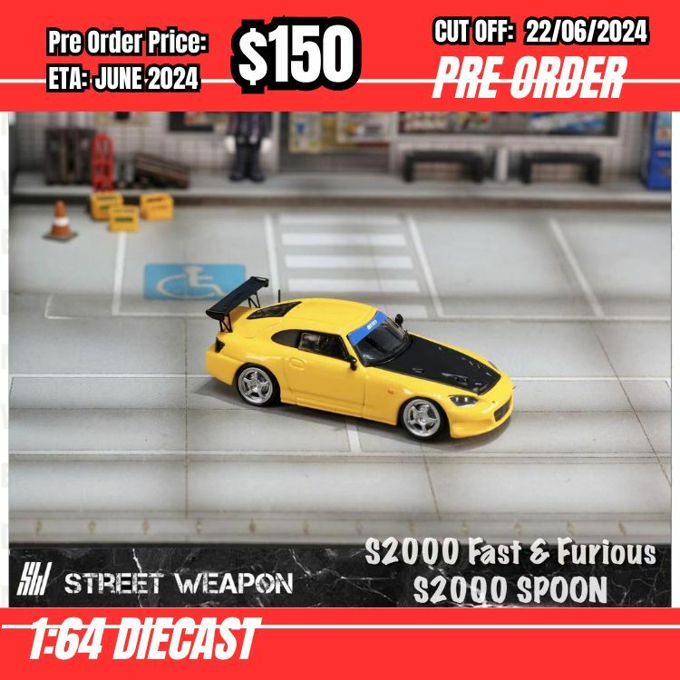 PO-$150 * Street Weapon * 1:64 Honda S2000 Spoon Yellow [OD45463]
