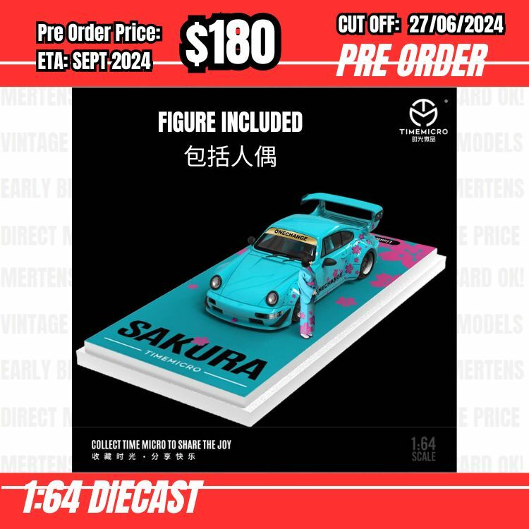 PO-$180 * Time Micro * 1:64 RWB964 Sakura Green w/figure [OD45463]