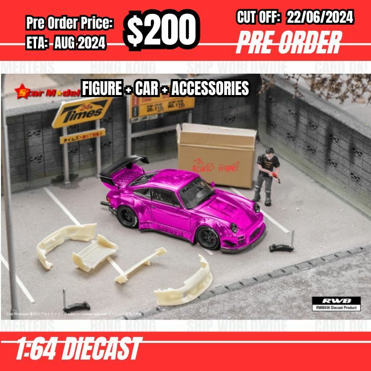 PO-$200 * Star Model * 1:64 RWB930 GT Chrome Purple w/figure [OD20/06]