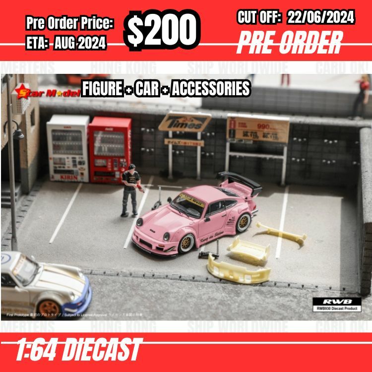 PO-$200 * Star Model * 1:64 RWB930 GT Pink w/figure [OD20/06]
