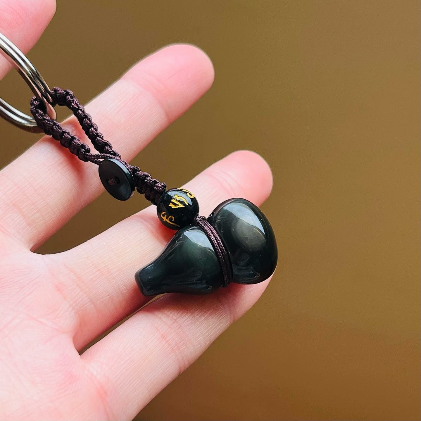 [原石] 六字箴言 黑曜石 葫蘆 水晶鑰匙圈