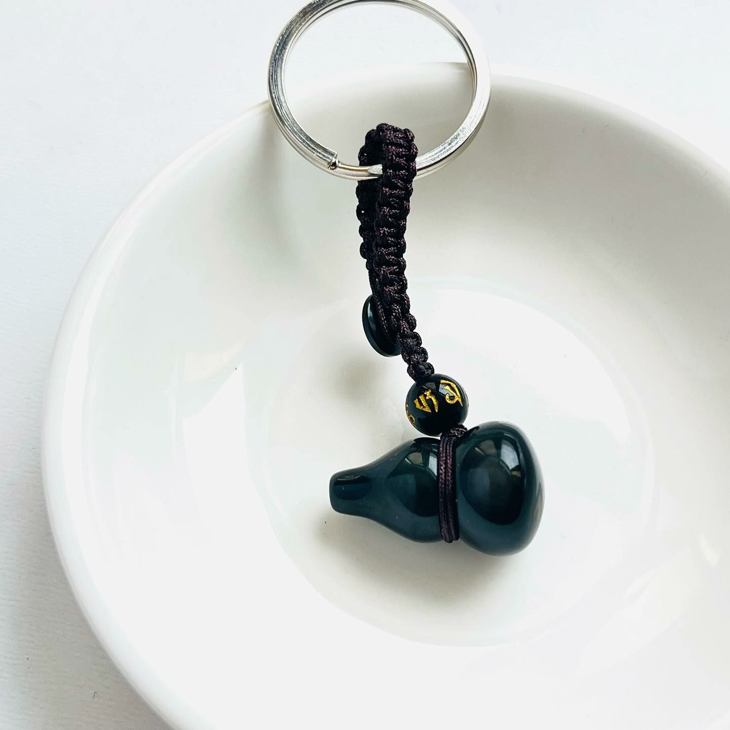 [原石] 六字箴言 黑曜石 葫蘆 水晶鑰匙圈