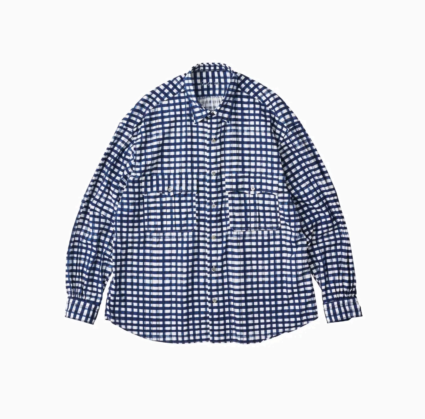 RE-STOCK: PORTER CLASSIC ROLL UP WATERCOLOR GINGHAM SHIRT - NAVY PRE ORDER ITEM (預訂中)