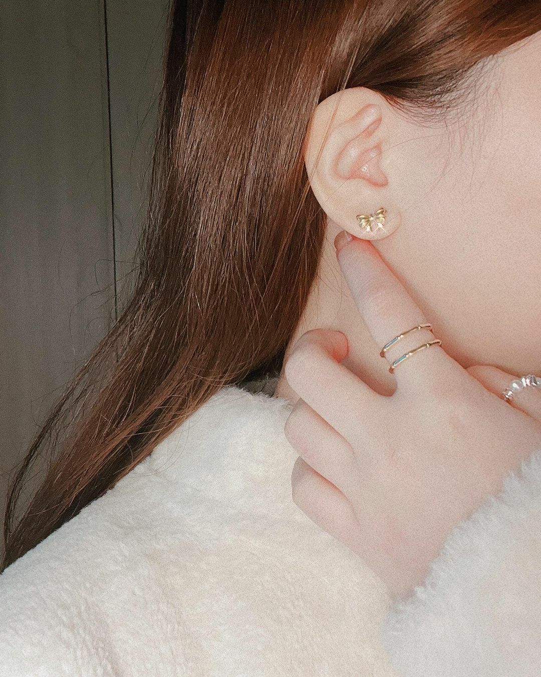 禮物緞帶金色不褪色醫療鋼耳環