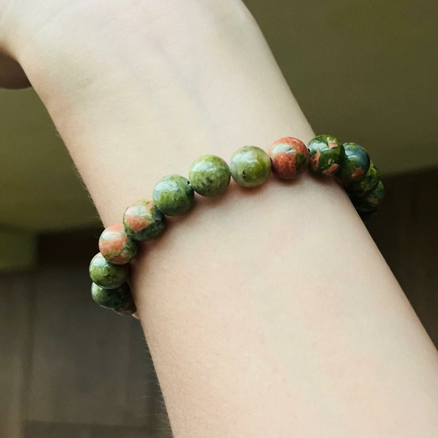 [原石] 花綠寶 / 綠簾花崗石 水晶手串
