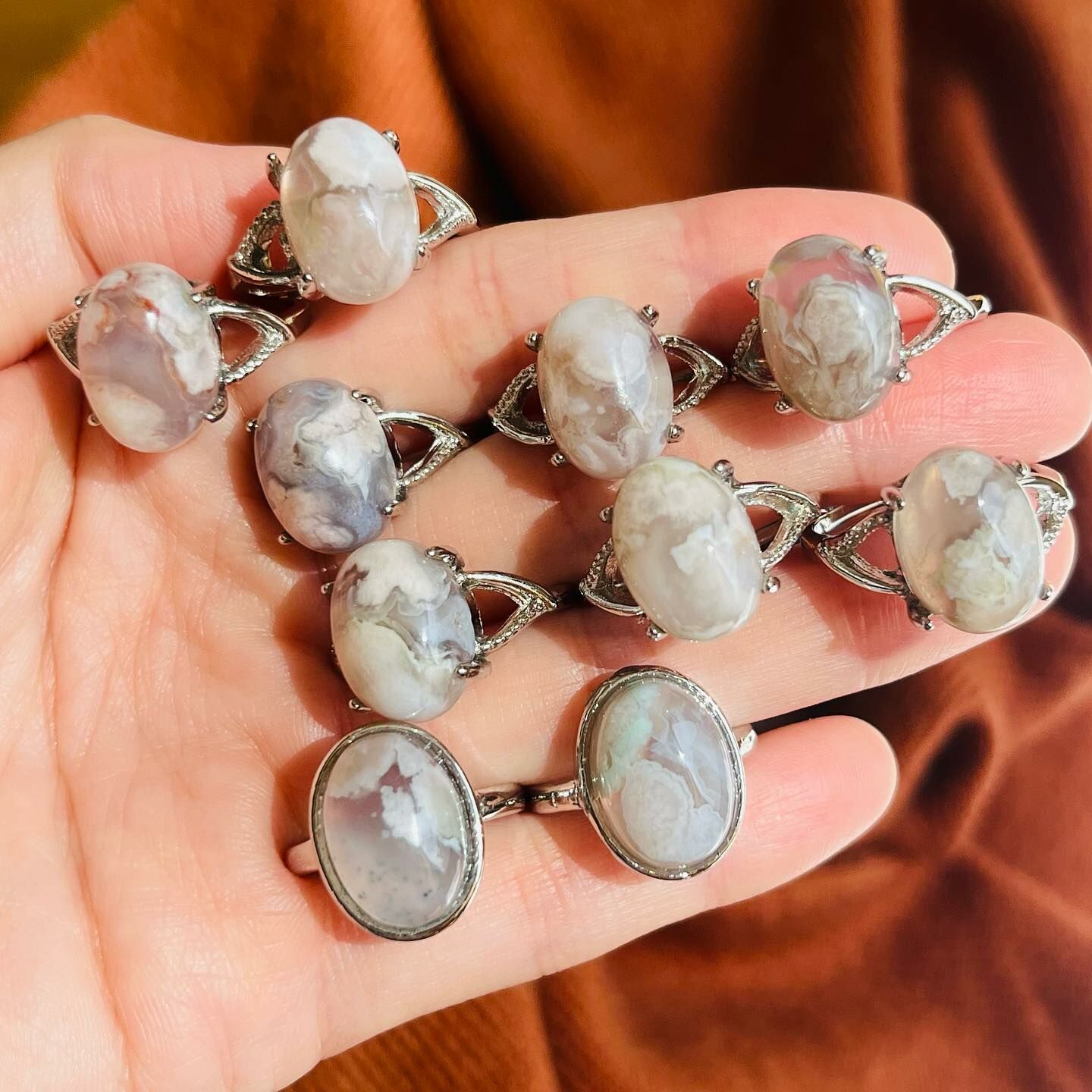 [原石] 櫻花瑪瑙 水晶戒指