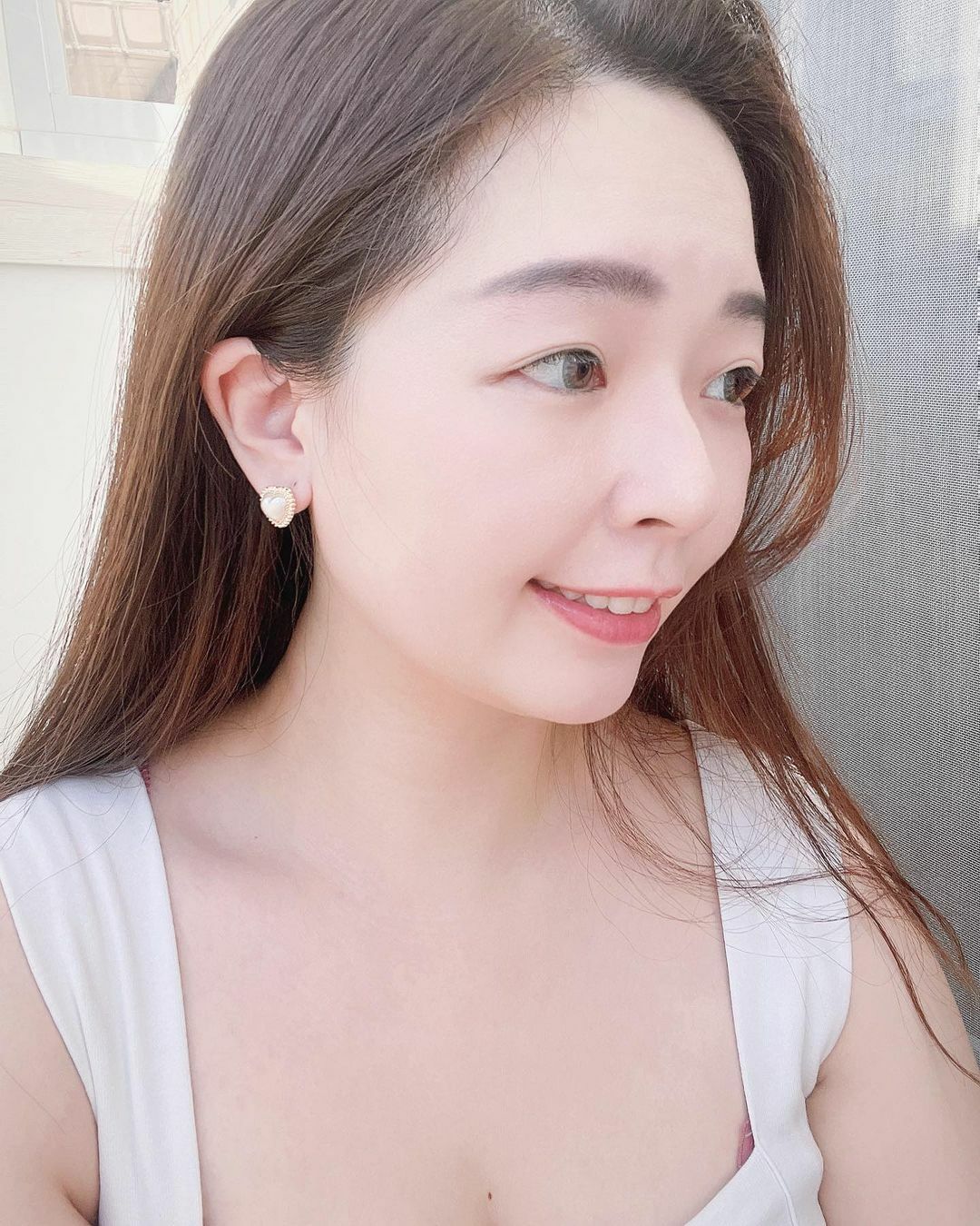 小香風金色編織邊框愛心珍珠耳環