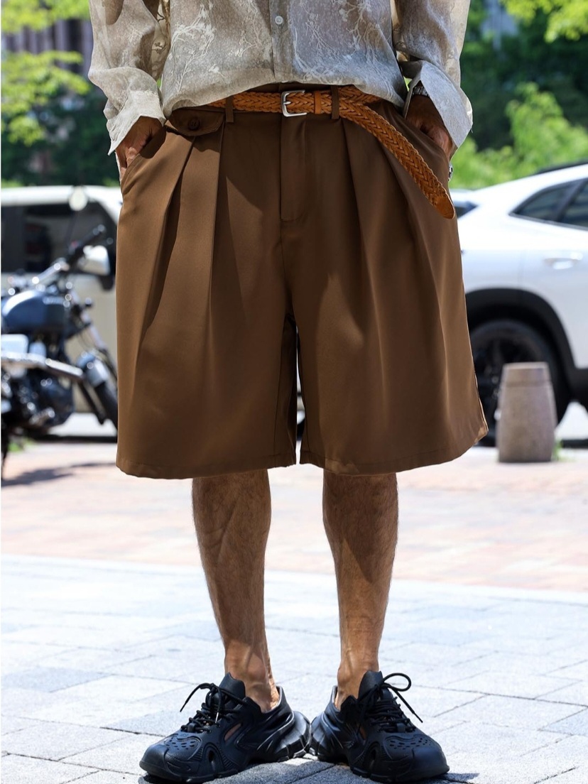 迷你口袋雙褶邊飾帶短褲