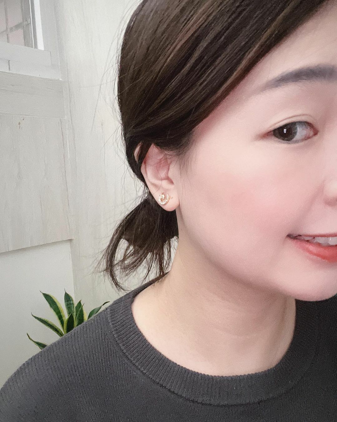 太陽星星月亮不對稱金色純銀耳環