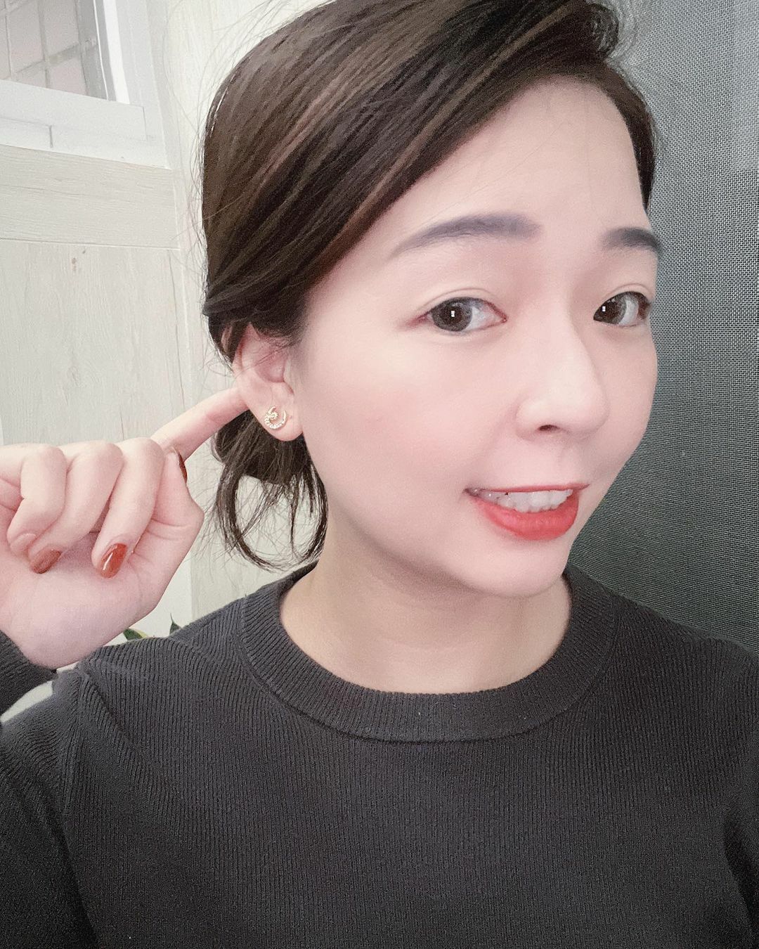 太陽星星月亮不對稱金色純銀耳環