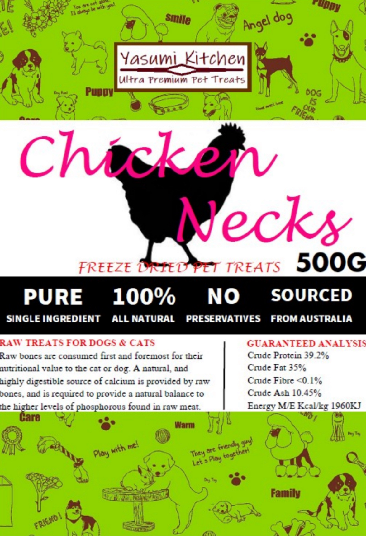 Yasumi Kitchen 冷凍脫水雞頸 500g（貓狗食用）
