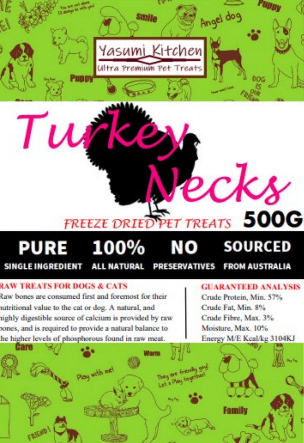 Yasumi Kitchen 冷凍脫水火雞頸 500g（貓狗食用）