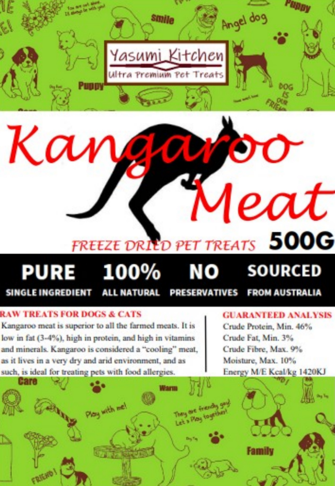 Yasumi Kitchen 冷凍脫水袋鼠肉 500g（貓狗食用）