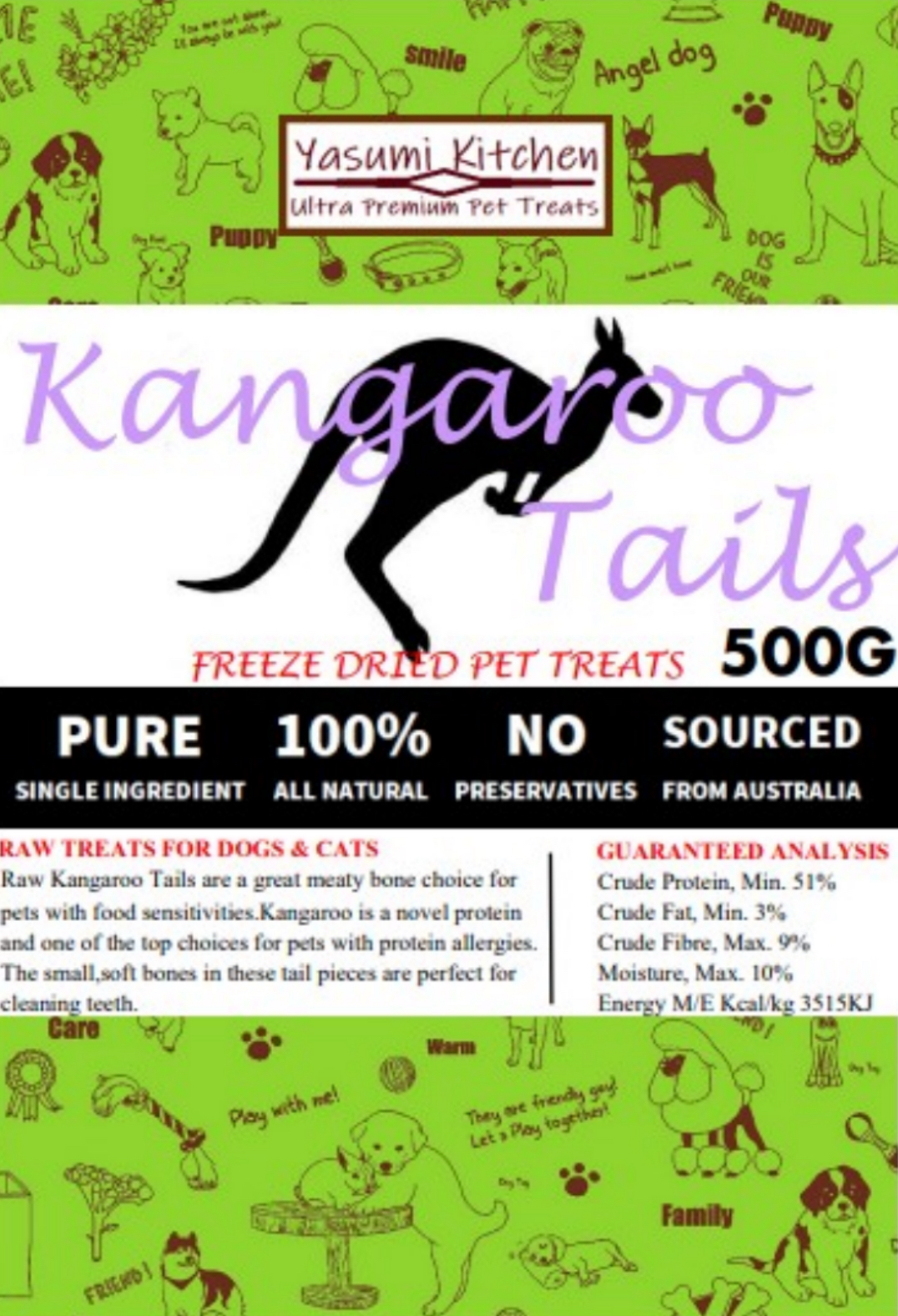 Yasumi Kitchen 冷凍脫水袋鼠尾 500g（貓狗食用）