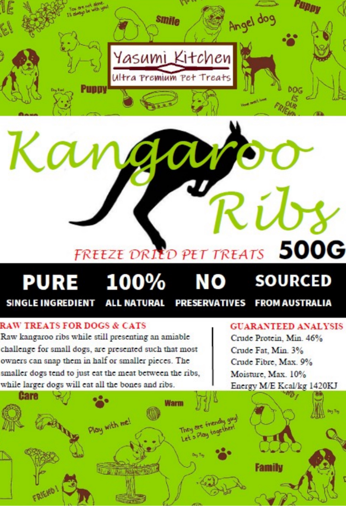 Yasumi Kitchen 冷凍脫水袋鼠肋排 500g（貓狗食用）