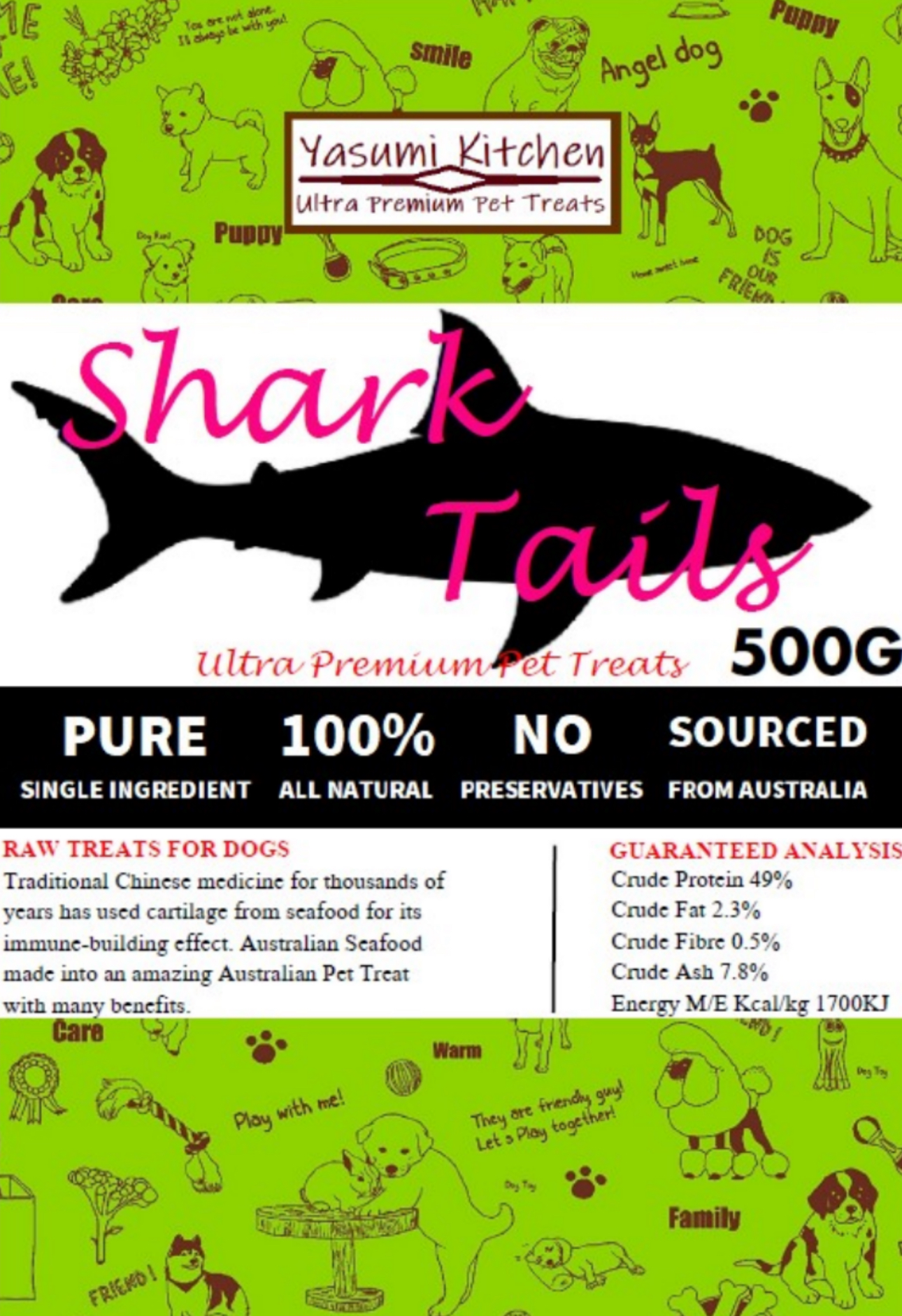 Yasumi Kitchen 高級特製鯊魚尾凍乾 500g (貓狗食用)