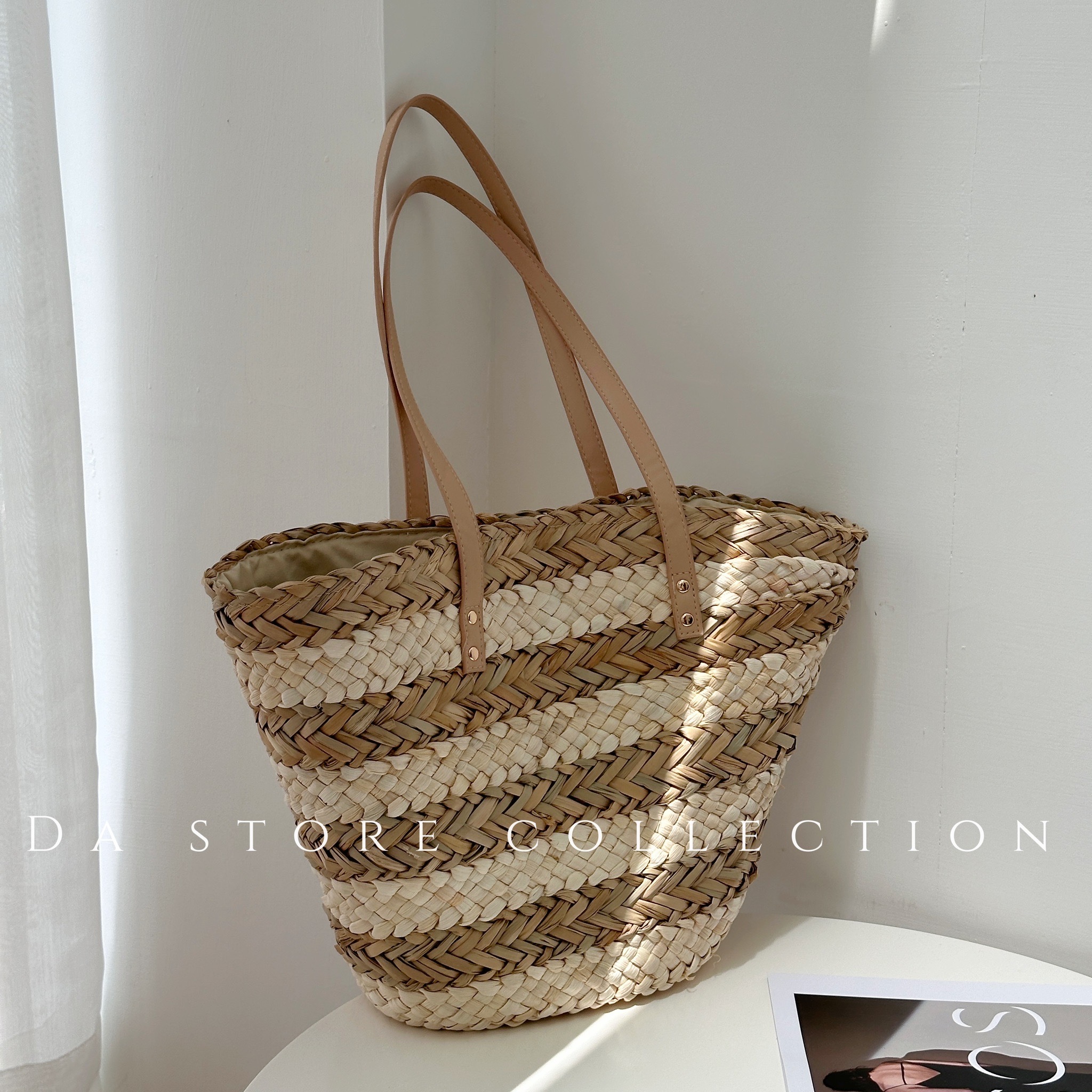 渡假風雙色編織包/單一色