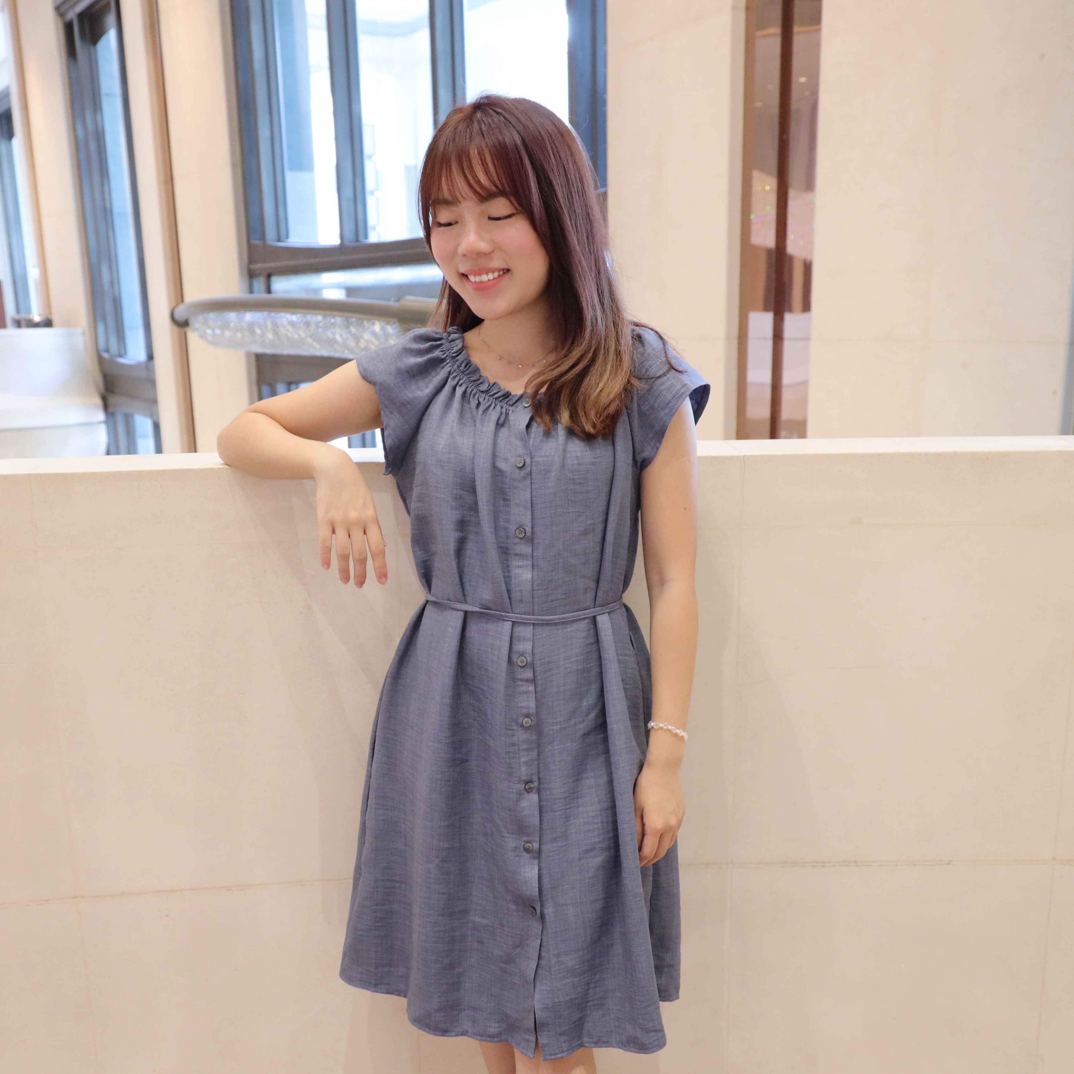 ||OPS202|| RUFFLE邊彈性休閒綁帶連身裙