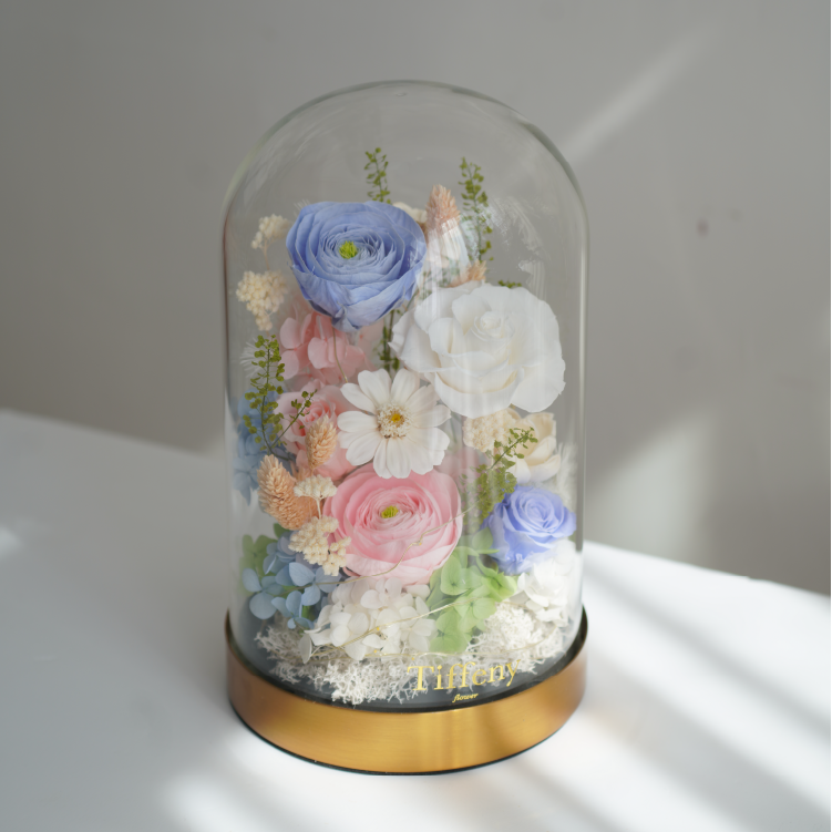 皇家庭園永生花玻璃罩 / L /