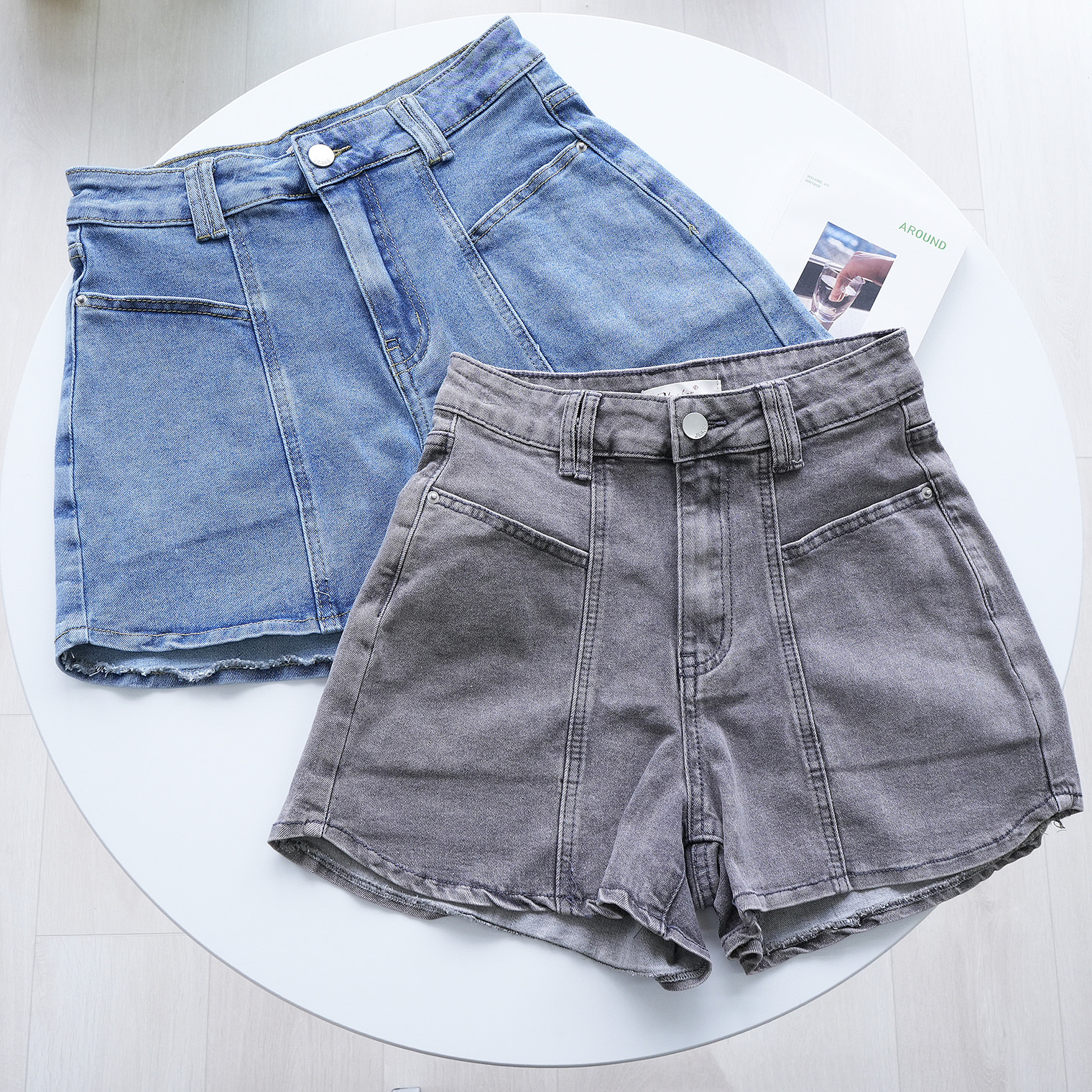 法朵Fado shop｜口袋造型水洗短褲 250B019 藍/灰 S-XL
