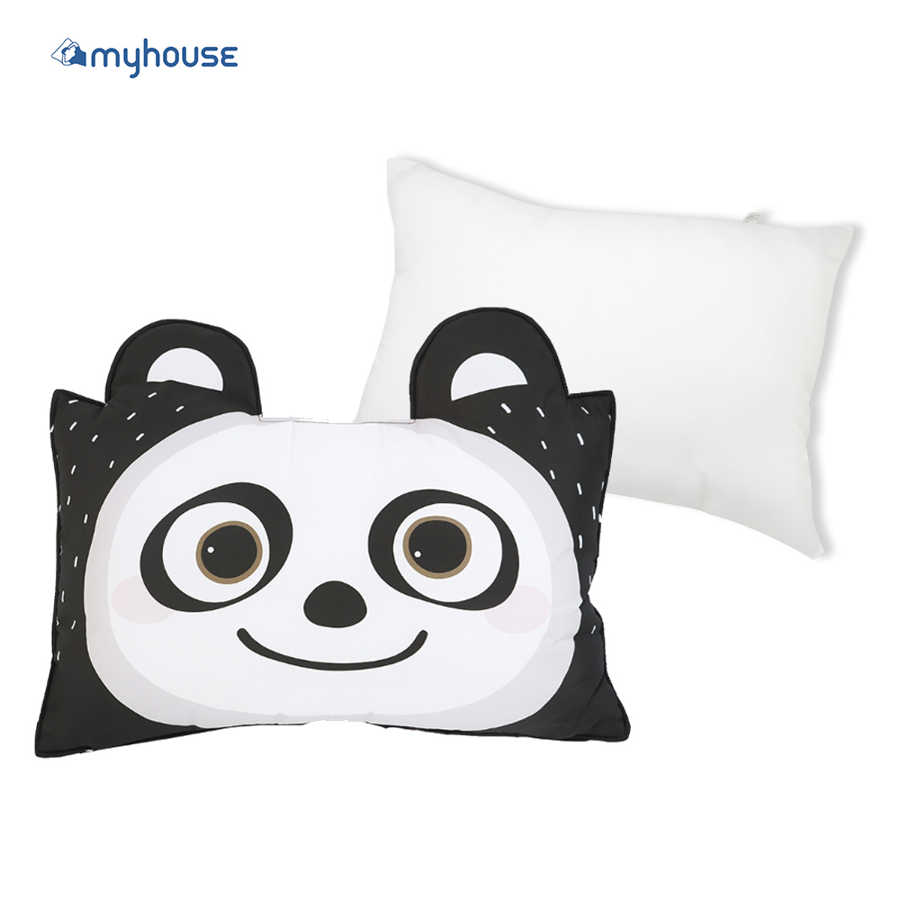【 myhouse 】防蟎抗敏可愛動物夥伴雙面枕頭套+枕心組 | 兒童寢具 - 熊貓寶寶