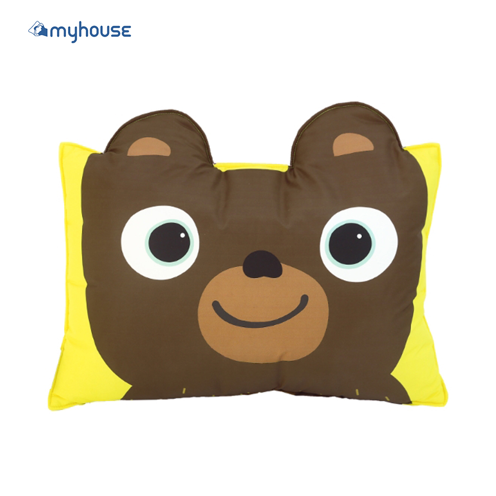 【 myhouse 】防蟎抗敏可愛動物夥伴雙面枕頭套+枕心組 | 兒童寢具 - 微笑小熊