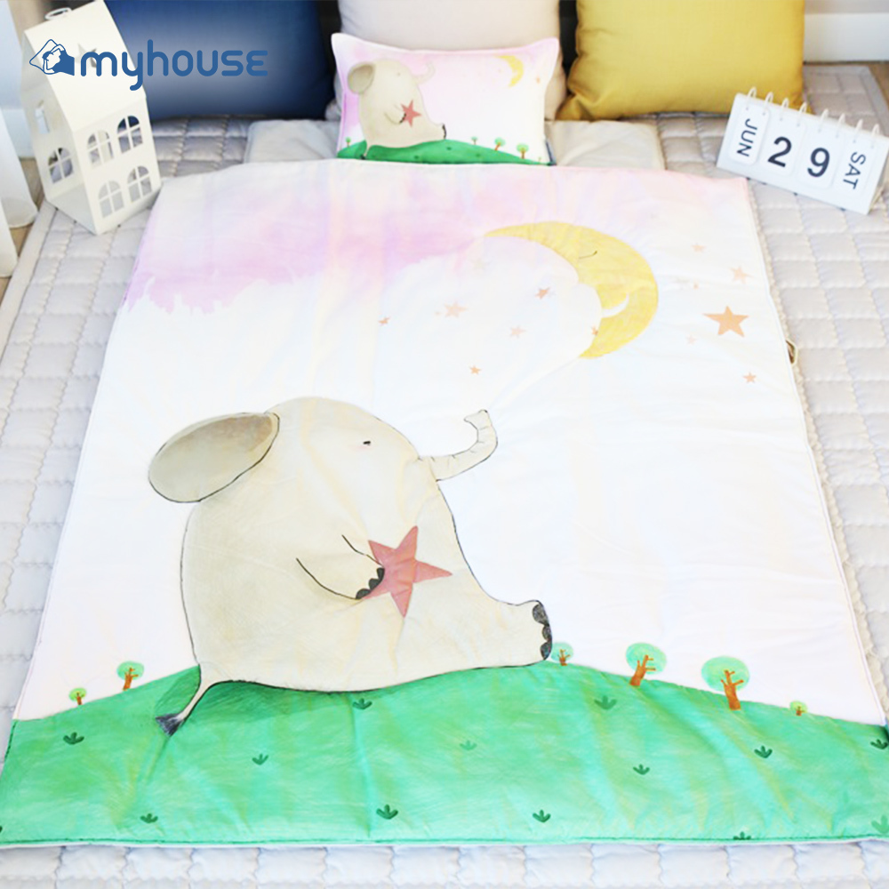 【myhouse】韓國三件攜帶式兒童防蟎睡袋 - 大象