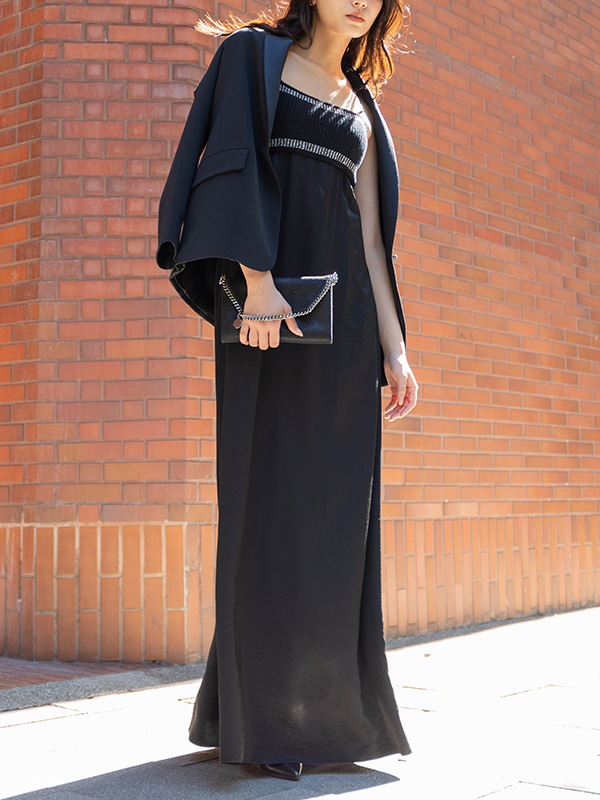 PESERICO 針織造型拼接造型洋裝(黑)