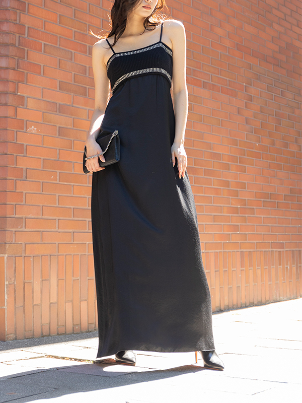 PESERICO 針織造型拼接造型洋裝(黑)