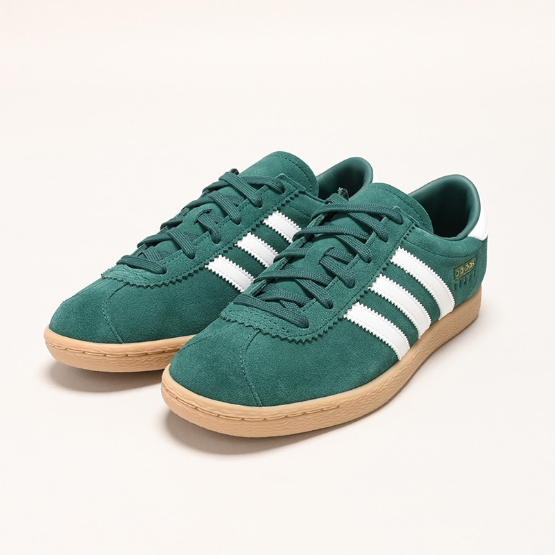 <連線代購商品>ADIDAS STADT 綠白 綠棕底 T頭鞋 扁鞋 低筒休閒鞋【JI1883】