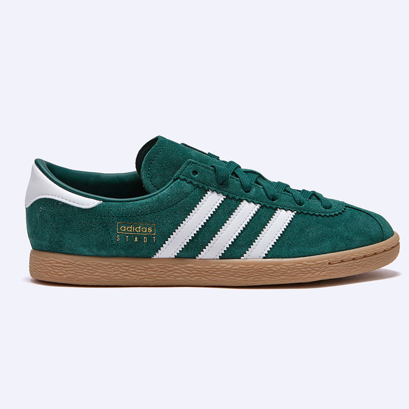 <連線代購商品>ADIDAS STADT 綠白 綠棕底 T頭鞋 扁鞋 低筒休閒鞋【JI1883】