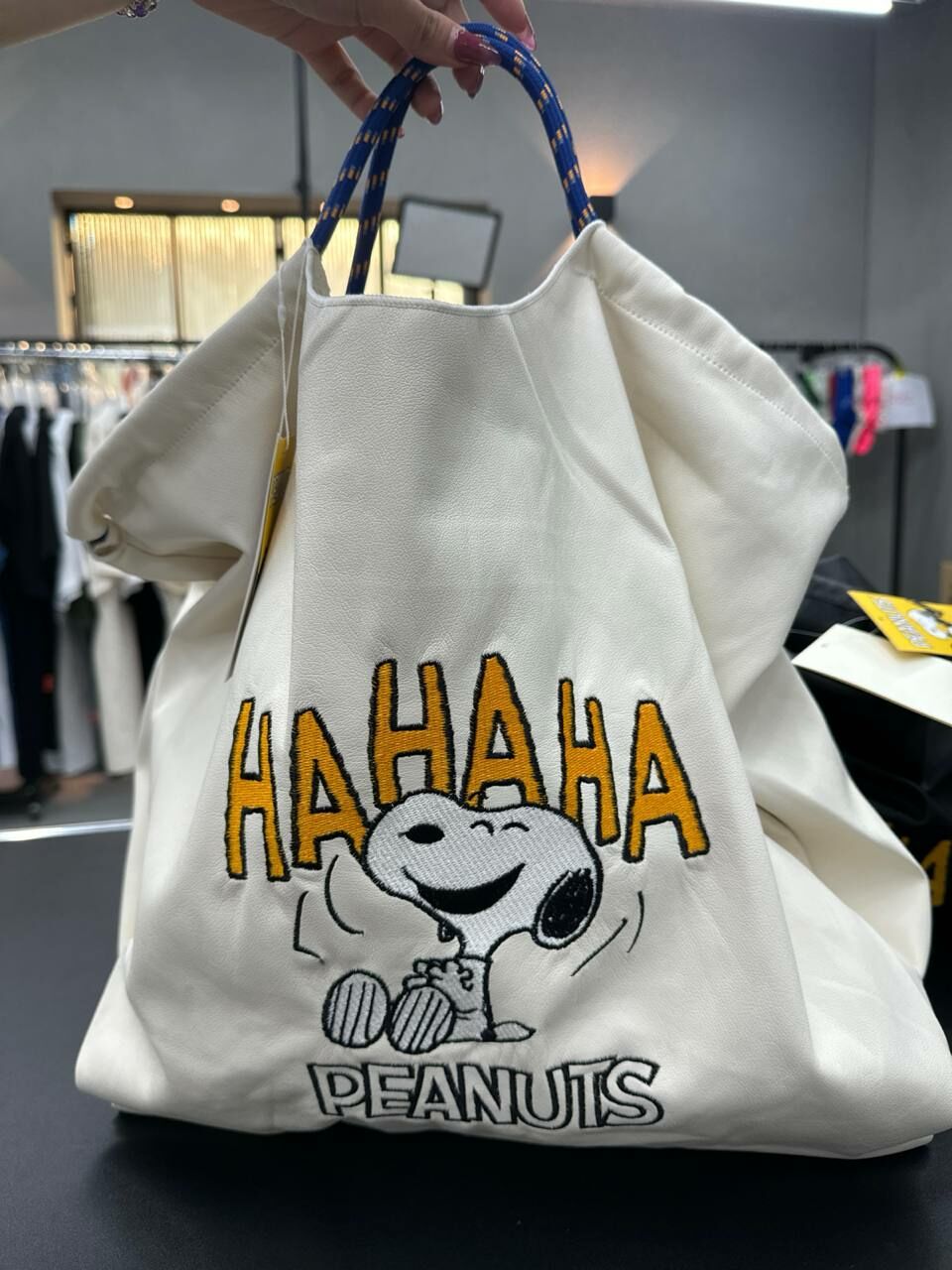 [S] LE.JUNEV PEANUTS SMILE SNOOPY TOTE BAG,CREAM, SLJV194 (SLJV194)