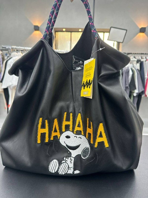 [S] LE.JUNEV PEANUTS SMILE SNOOPY TOTE BAG,BLACK, SLJV198 (SLJV198)