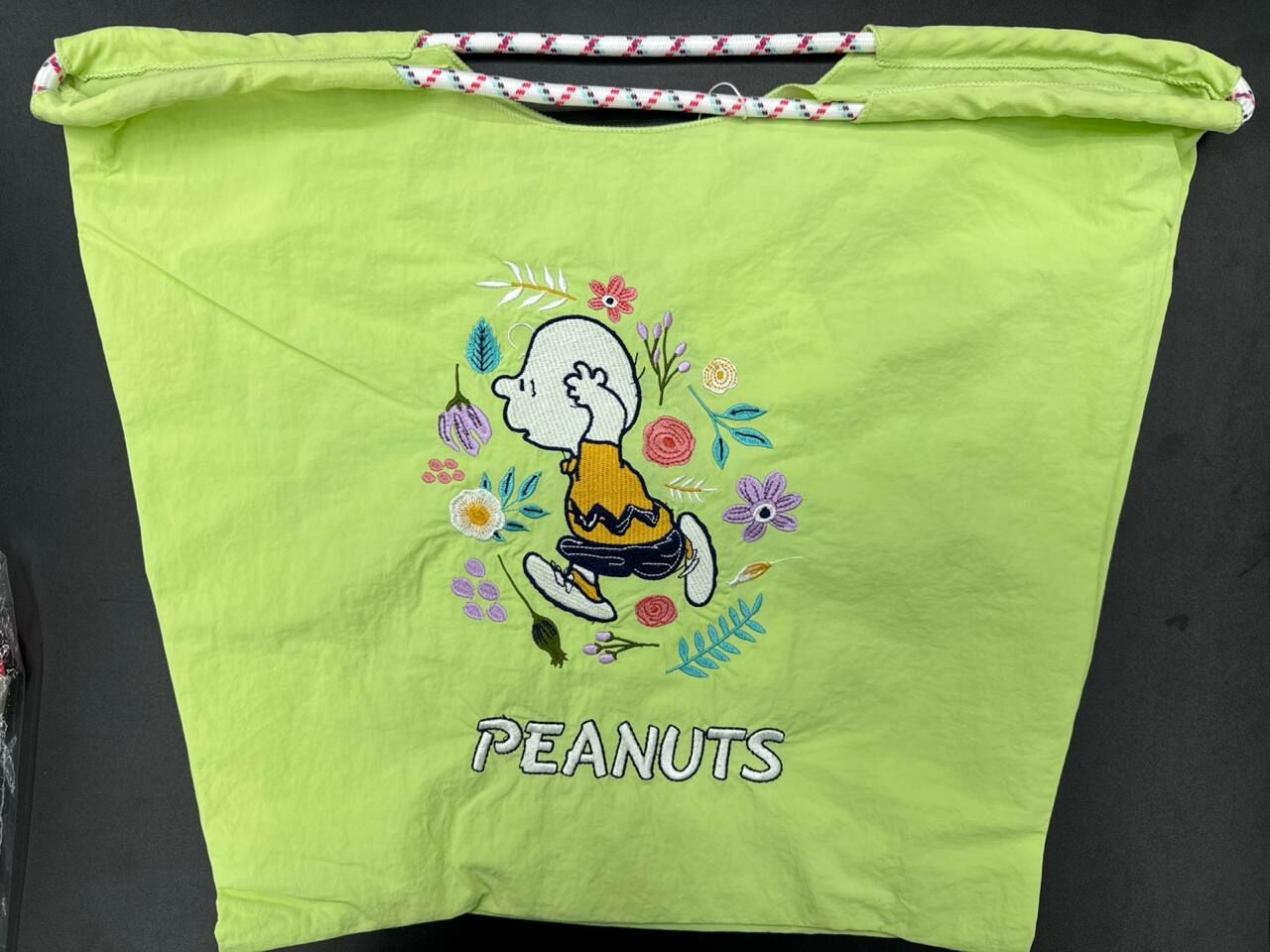 [S] LE.JUNEV CHARLIE BROWN NYLON TOTE BAG,GREEN, SLJV205 (SLJV205)