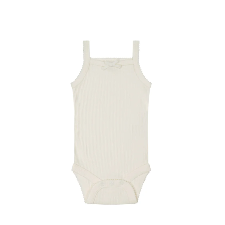JAMIE KAY│Organic Cotton Modal Singlet Bodysuit-莫代爾細肩帶包屁衣．Milk