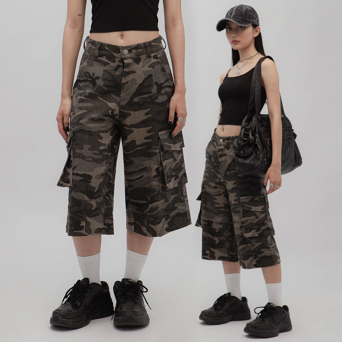 迷彩直筒七分短褲（in stock)