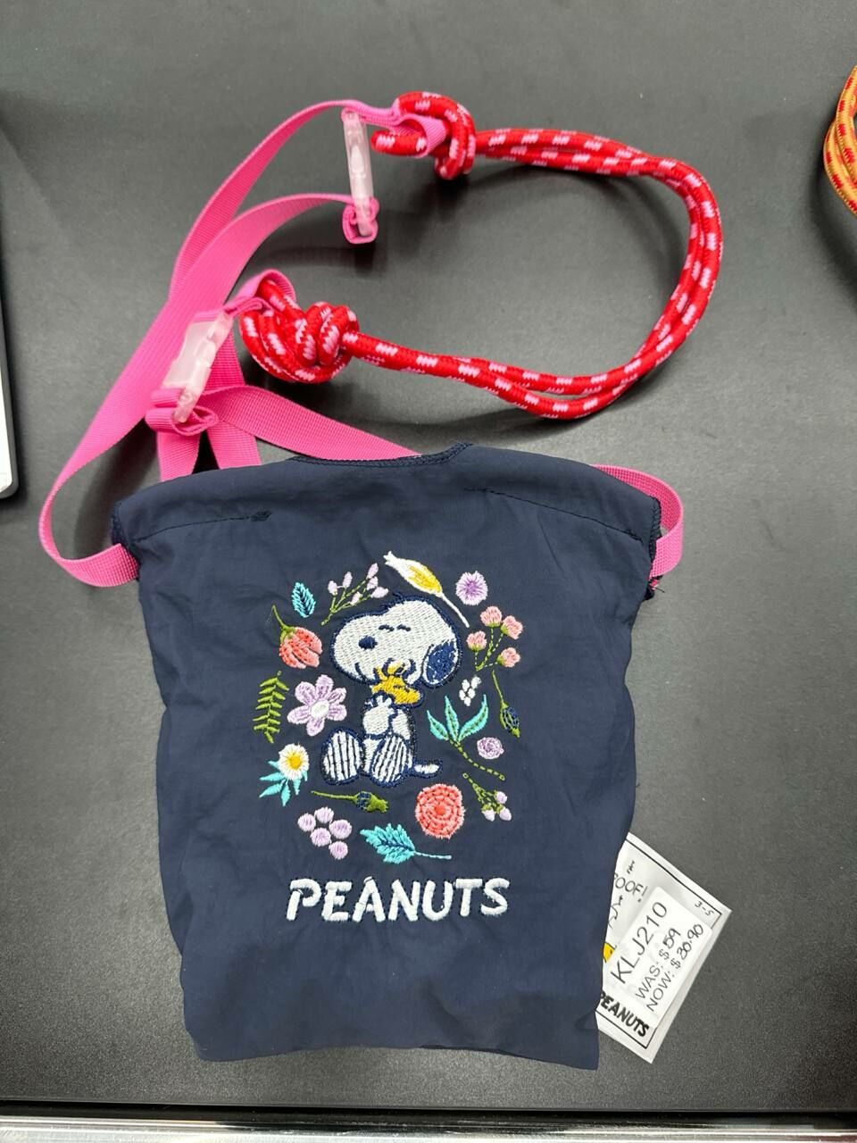 [S] LE.JUNEV PEANUTS SNOOPY SMALL PHONE CROSSBODY BAG,NAVY, SLJV213 (SLJV213)