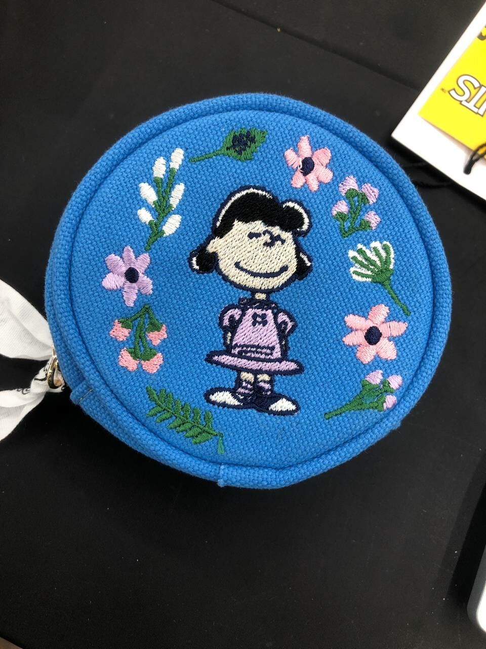 [S] LE.JUNEV LUCY ROUND CANVAS FLOWER SMALL COIN CASE,BLUE, SLJV221 (SLJV221)