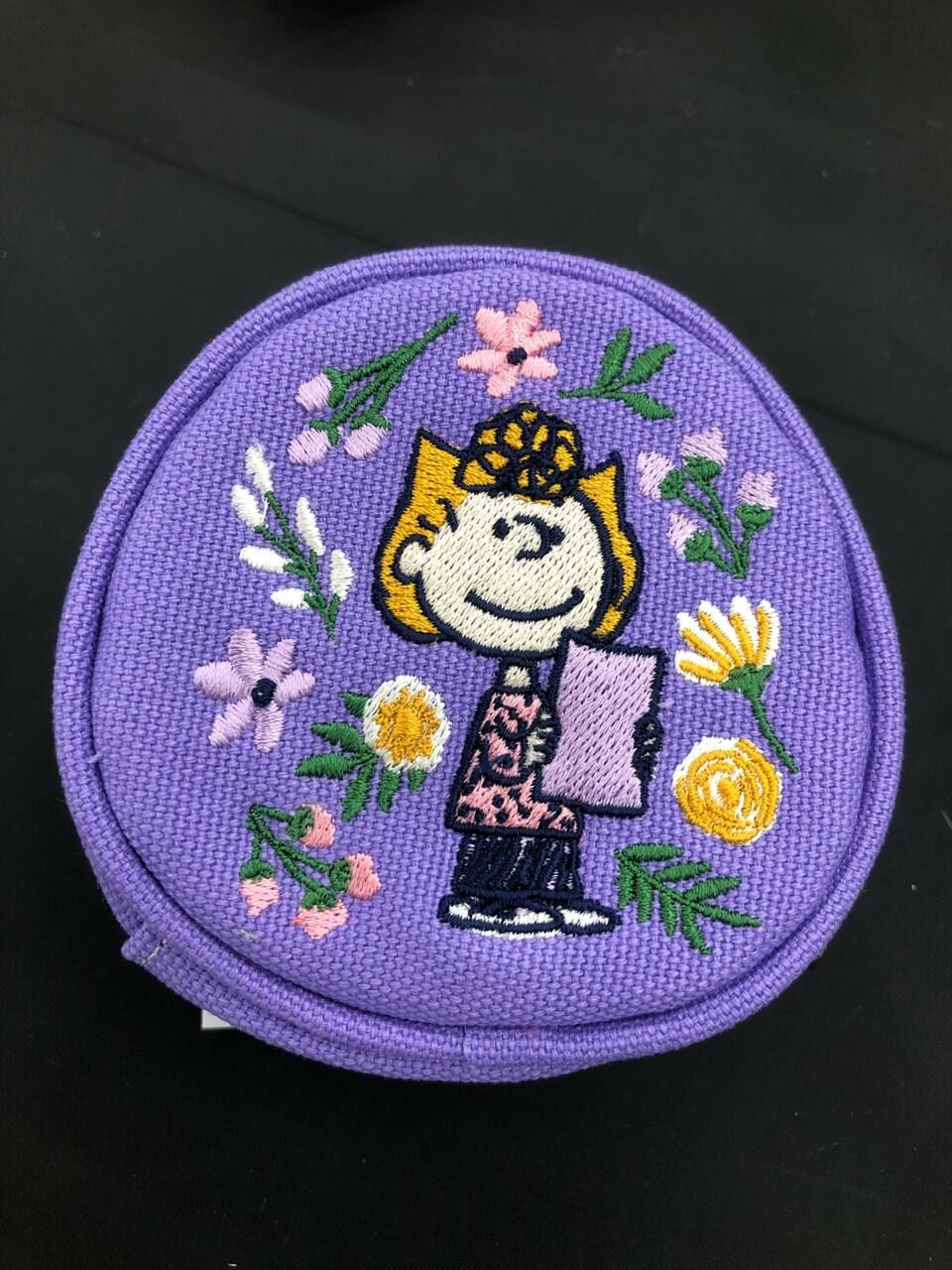 [S] LE.JUNEV SALLY ROUND CANVAS FLOWER SMALL COIN CASE,PURPLE, SLJV222 (SLJV222)