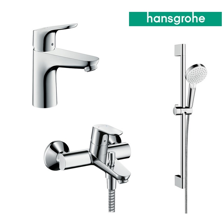 hansgrohe Focus 31607, -000 + 31940, -000 + 26534, -400 Basin Mixer, Bath Mixer & Shower Set