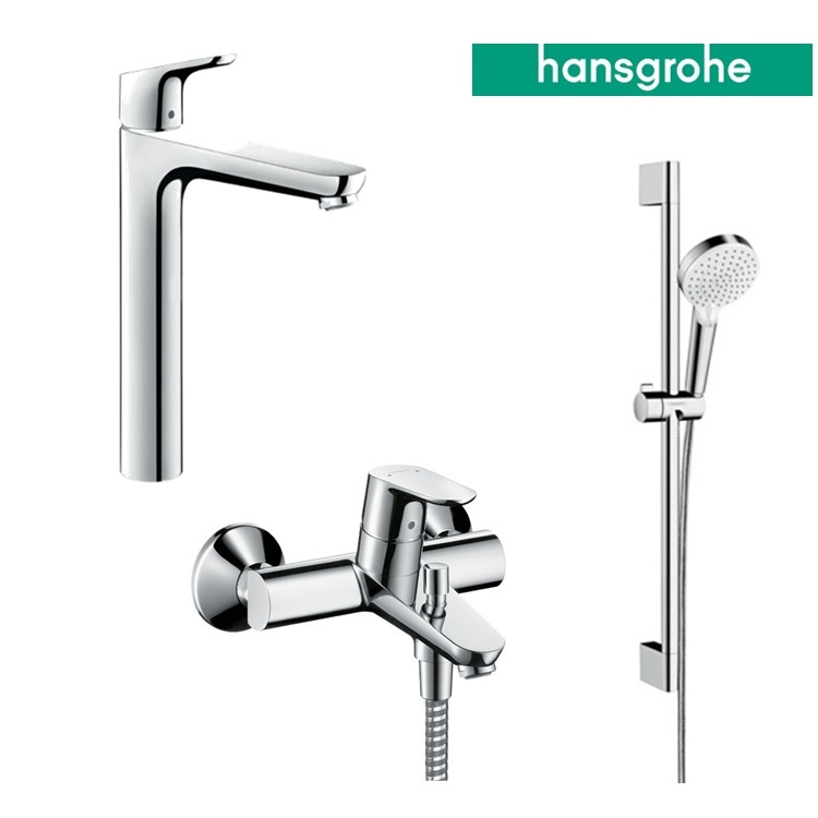 hansgrohe Focus 31531, -000 + 31940, -000 + 26534, -400 Basin Mixer, Bath Mixer & Shower Set