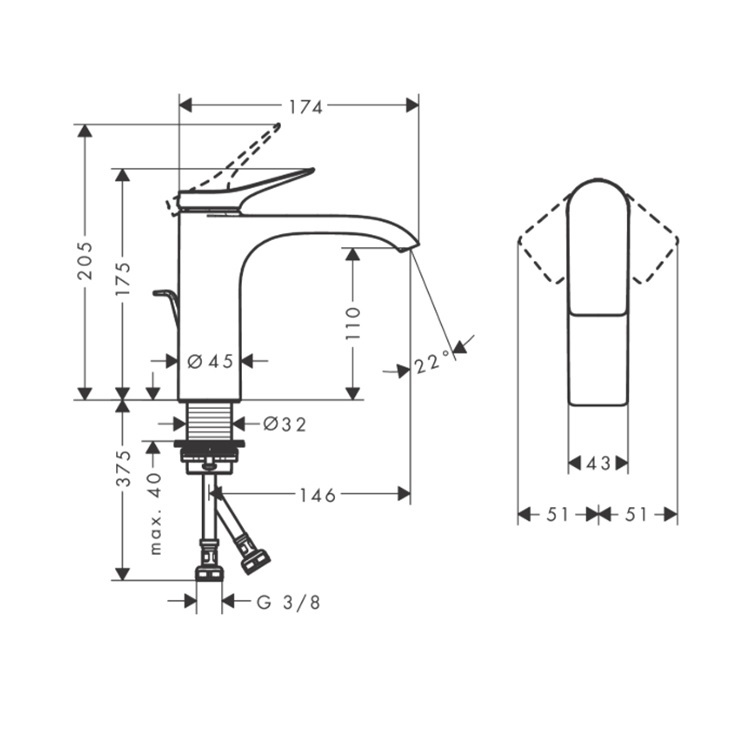hansgrohe Vivenis 75023, -000 + 75420, -000 Basin Mixer & Bath Mixer Set