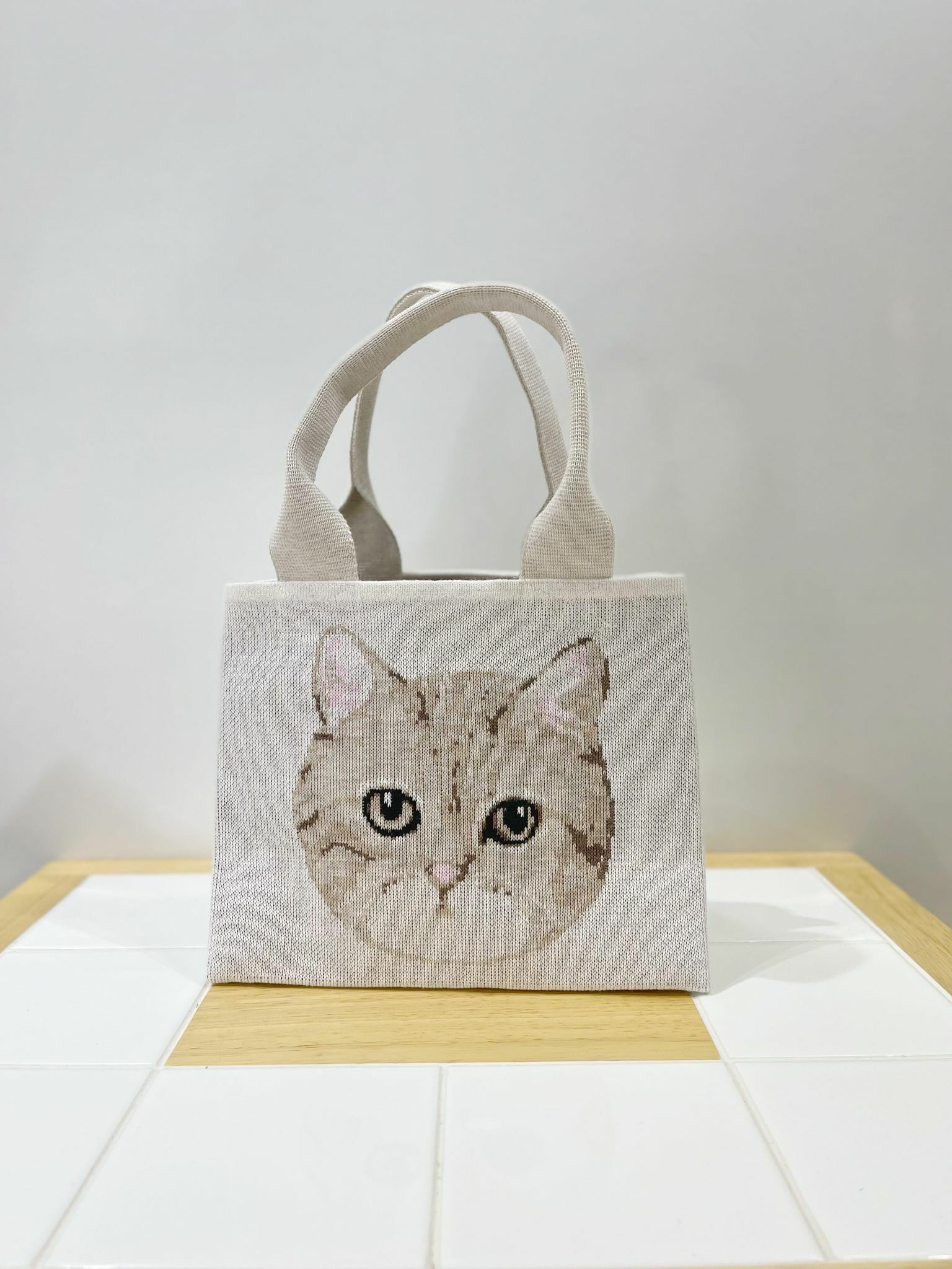 LOXE 喵星人"Boris" 針織袋(迷你)  - 米色