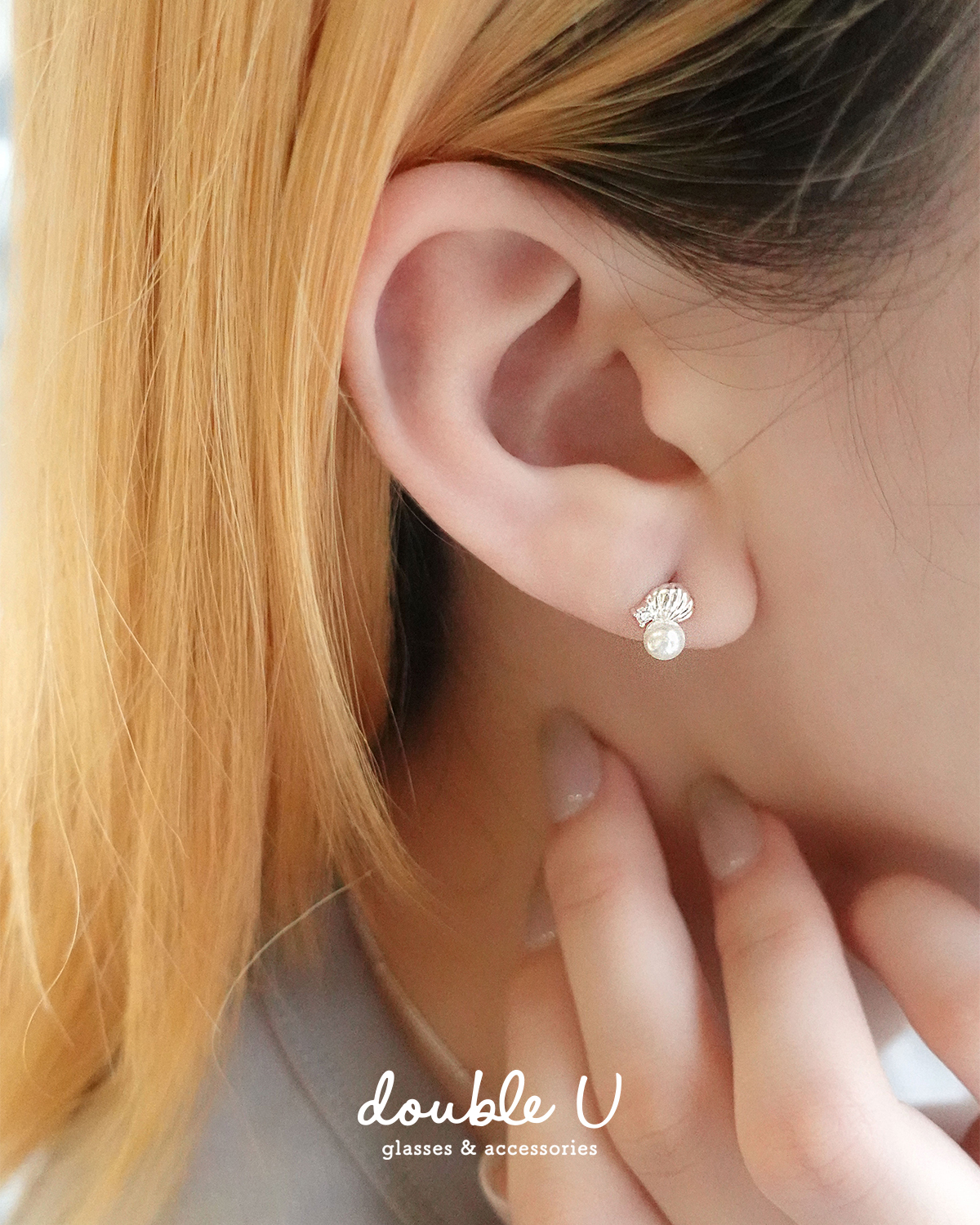 海島貝殼・珍珠純銀耳環 (DES10353)