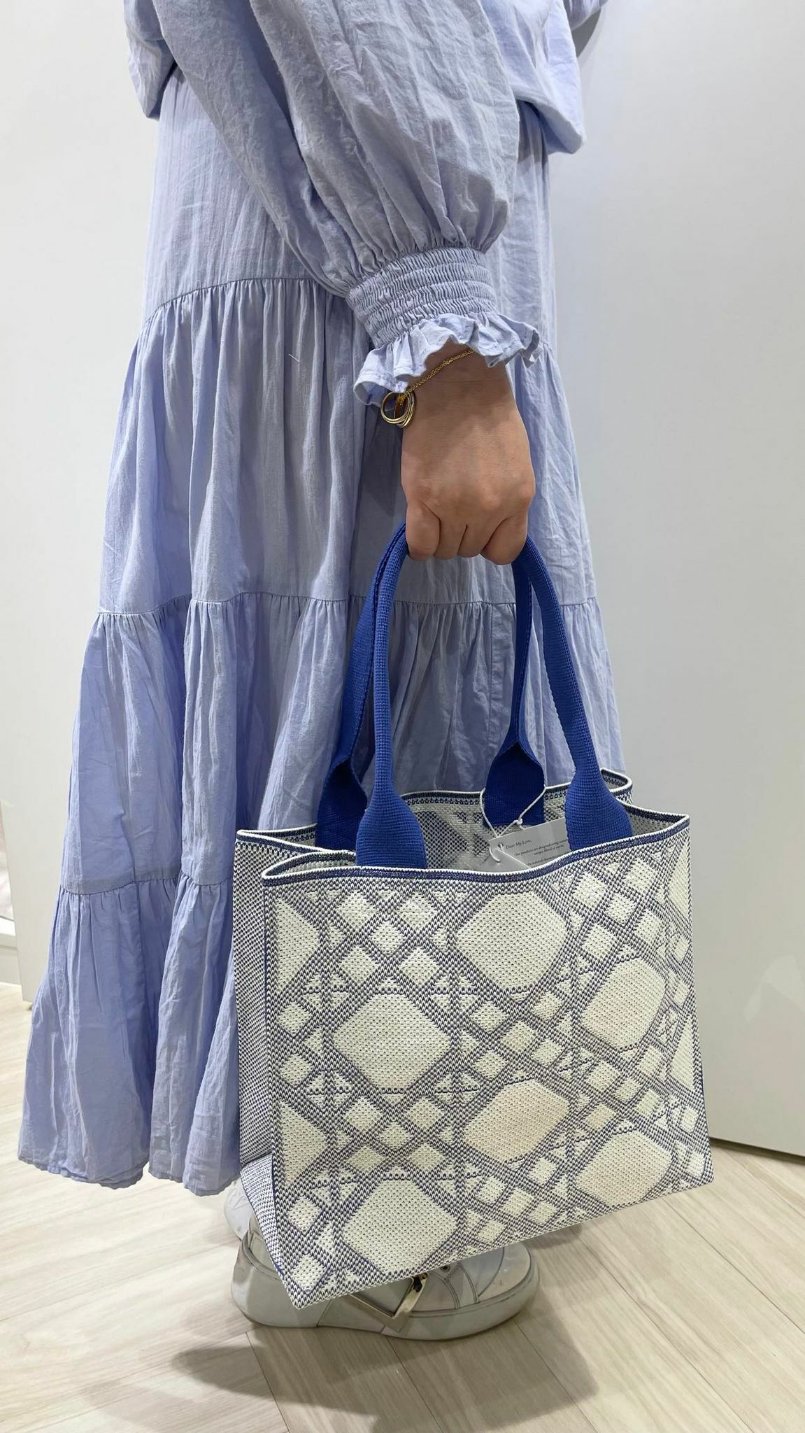 LOXE "小籃子"針織袋(中) - 彩藍色