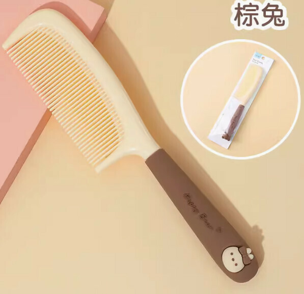 熱推便攜中齒梳（棕兔【矽膠手柄】）