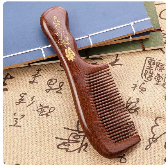 Hotly recommended home-use natural sandalwood comb ([19cm handle model] hot stamped sandalwood comb)