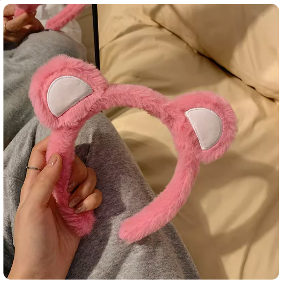 Popular cartoon plush bear headband (light red strawberry bear)