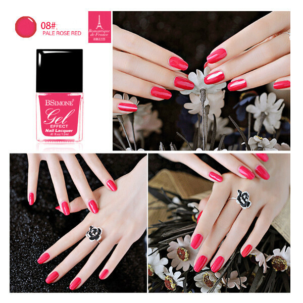 Popular no-bake long-lasting water-based nail polish (08# light rose red)